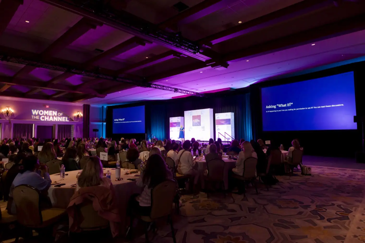 Alane Boyd giving a keynote on AI at the Women of the Channel conference